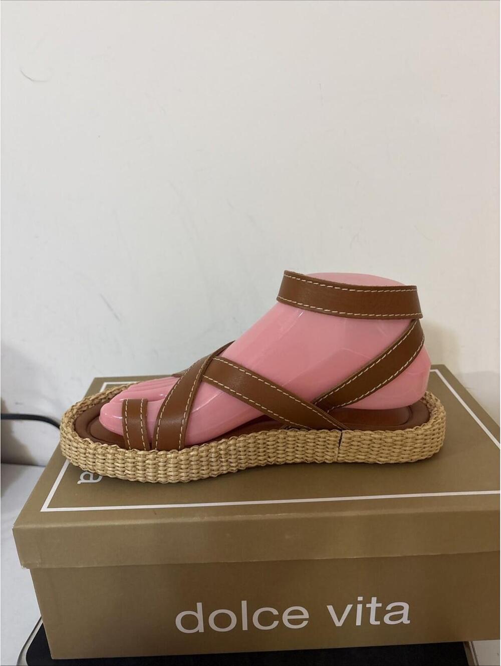 *Dolce Vita Roxie Sandal Brown Leather Ankle Strap Size 7 Sold Out Revolve WBox - Picture 5 of 16